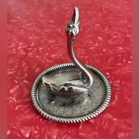 Silver plated swan ring holder - vintage - Picture 3 of 4